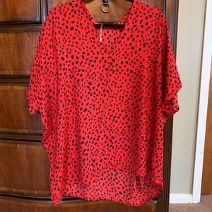 Women's Short Sleeve Animal Print Blouse